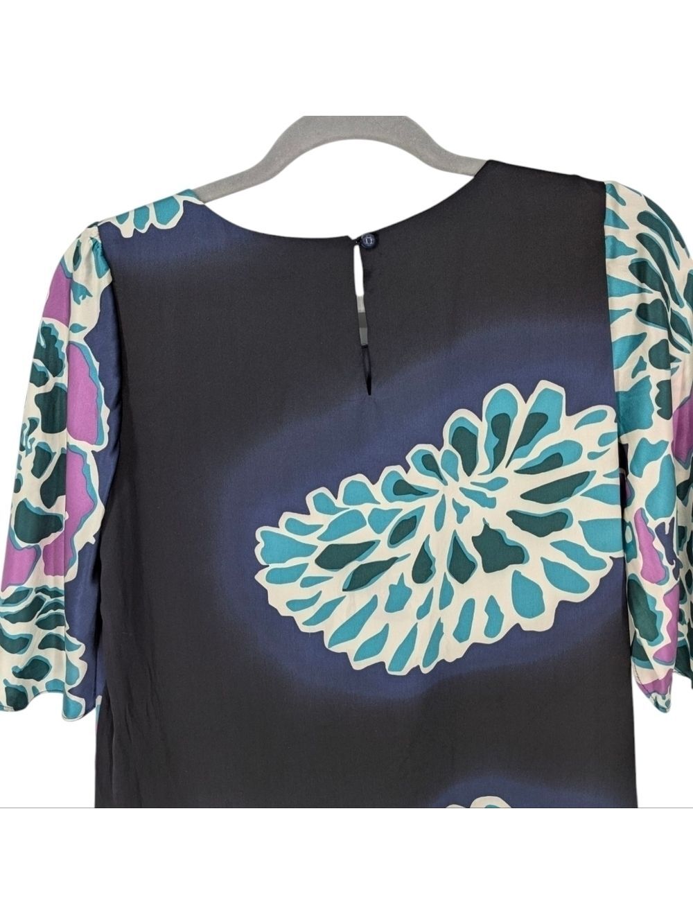 Tibi New York 100% Silk Shift Mini Dress Black Floral 4 - Picture 4 of 9
